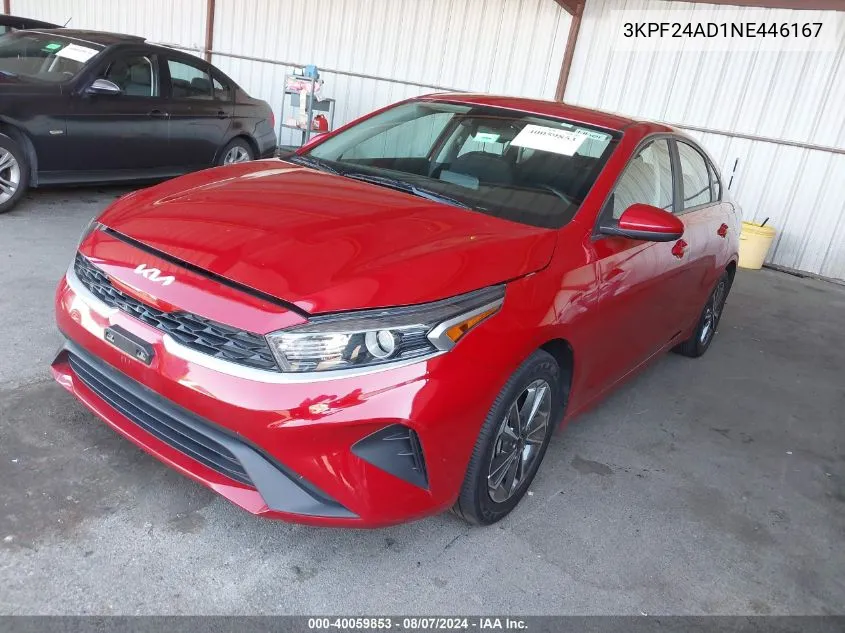 2022 Kia Forte Lxs VIN: 3KPF24AD1NE446167 Lot: 40059853