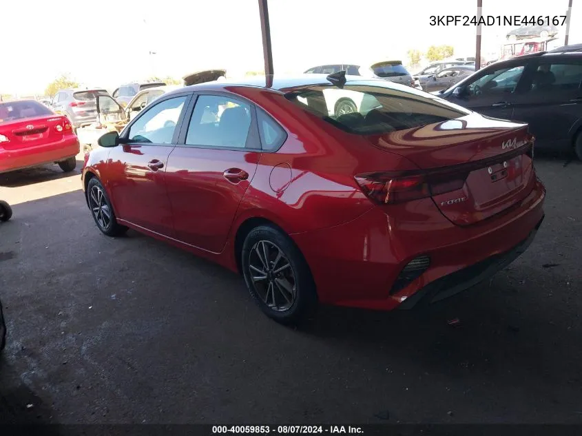 2022 Kia Forte Lxs VIN: 3KPF24AD1NE446167 Lot: 40059853