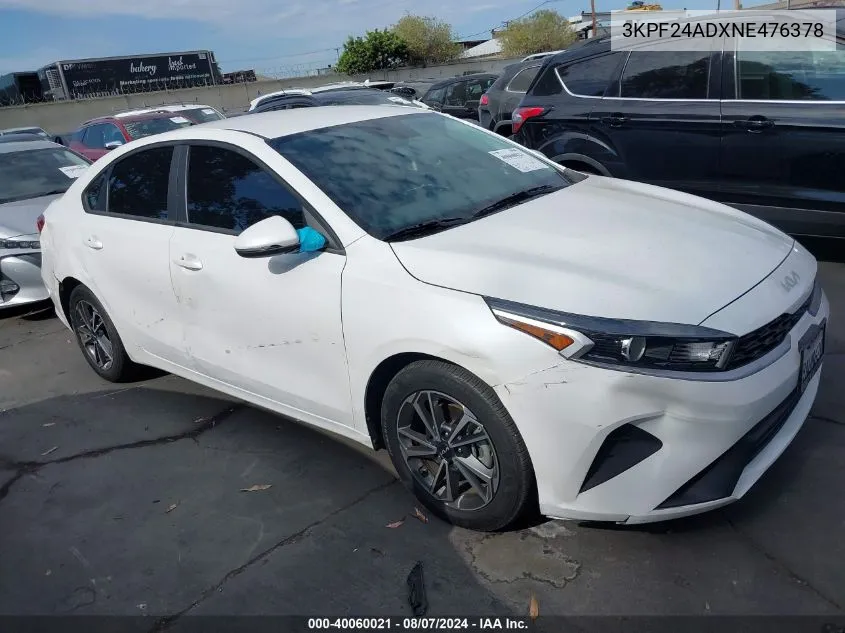 2022 Kia Forte Lxs VIN: 3KPF24ADXNE476378 Lot: 40060021