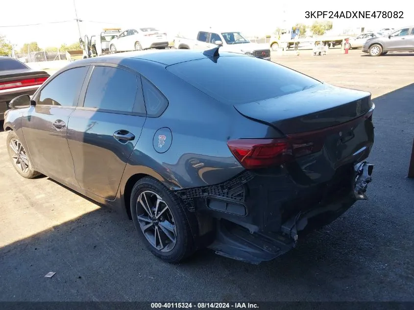 2022 Kia Forte Lxs VIN: 3KPF24ADXNE478082 Lot: 40115324