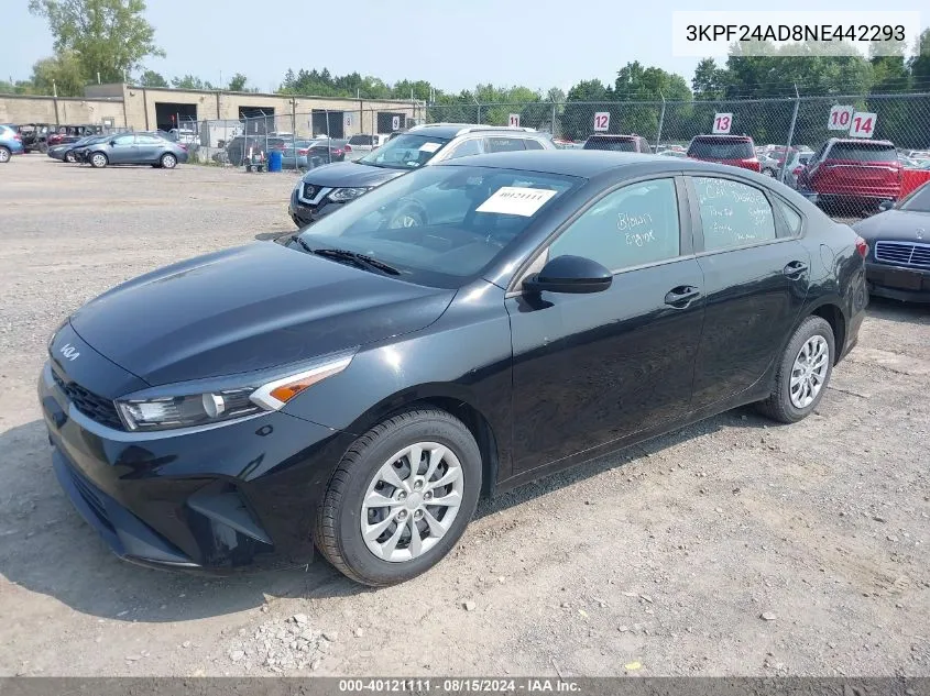 2022 Kia Forte Fe VIN: 3KPF24AD8NE442293 Lot: 40121111