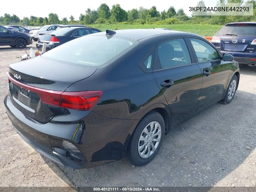 2022 Kia Forte Fe VIN: 3KPF24AD8NE442293 Lot: 40121111