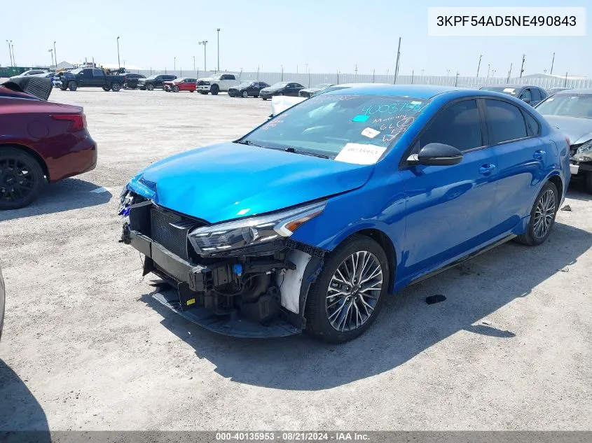 2022 Kia Forte Gt Line VIN: 3KPF54AD5NE490843 Lot: 40135953