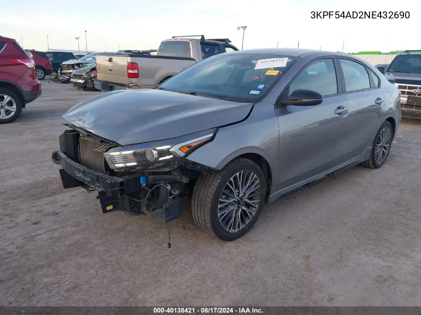 2022 Kia Forte Gt-Line VIN: 3KPF54AD2NE432690 Lot: 40138421