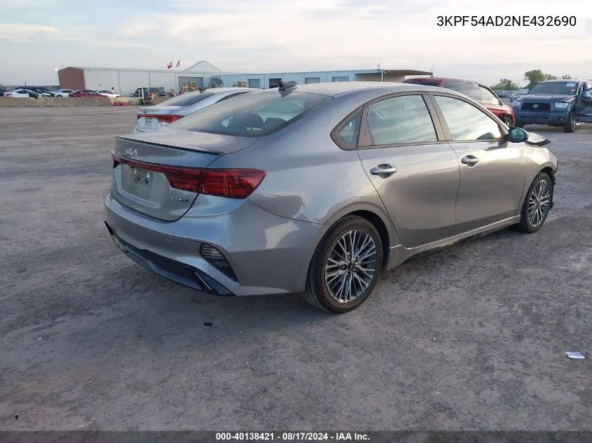 2022 Kia Forte Gt-Line VIN: 3KPF54AD2NE432690 Lot: 40138421