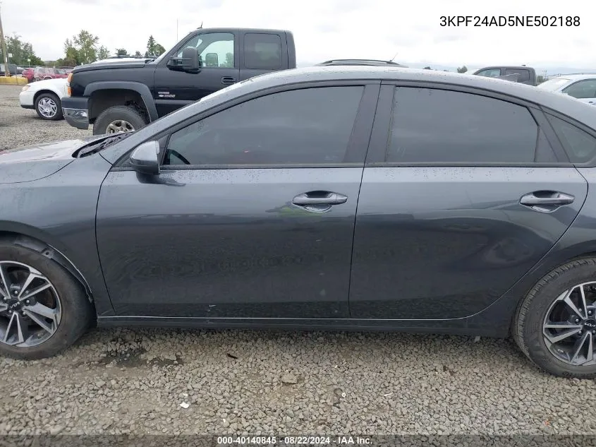 2022 Kia Forte Lxs VIN: 3KPF24AD5NE502188 Lot: 40140845