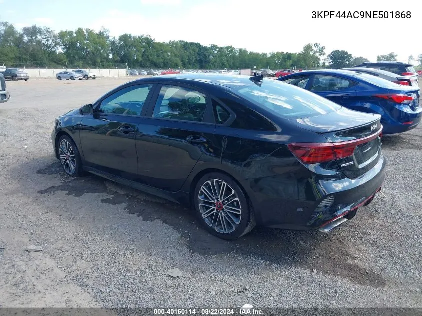 2022 Kia Forte Gt VIN: 3KPF44AC9NE501868 Lot: 40150114