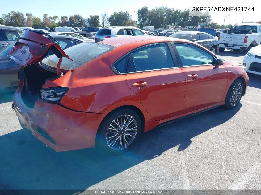 2022 Kia Forte Gt-Line VIN: 3KPF54ADXNE421744 Lot: 40158352