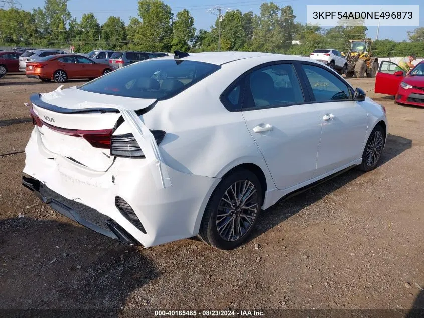 2022 Kia Forte Gt-Line VIN: 3KPF54AD0NE496873 Lot: 40165485