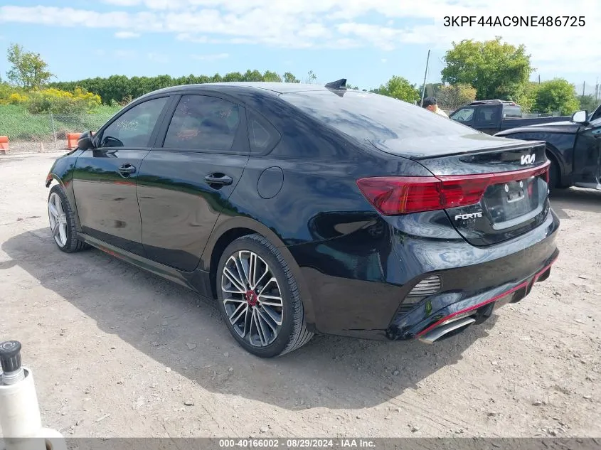 2022 Kia Forte Gt VIN: 3KPF44AC9NE486725 Lot: 40166002