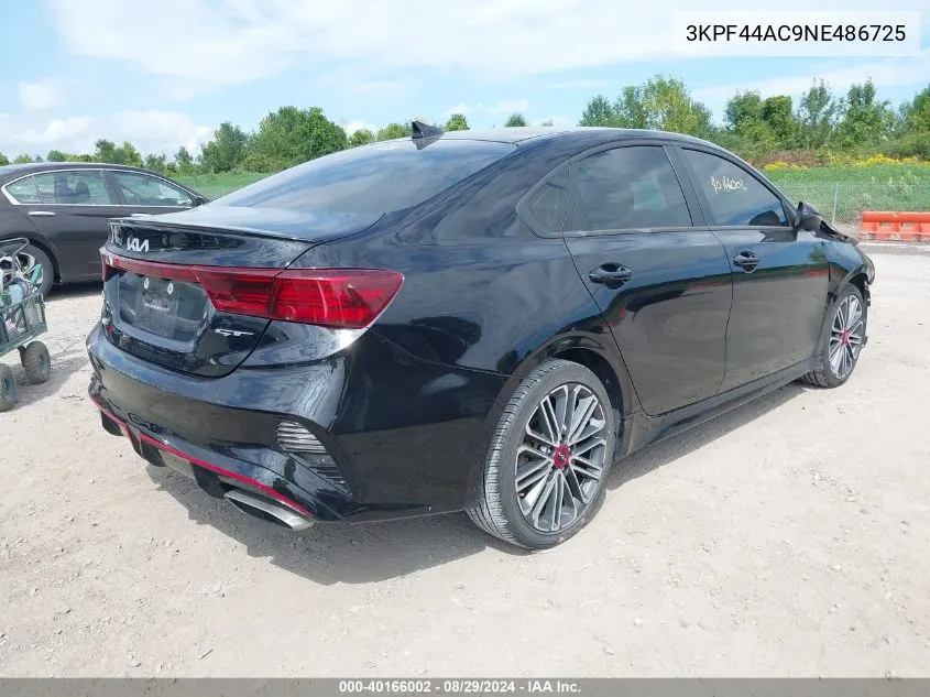 2022 Kia Forte Gt VIN: 3KPF44AC9NE486725 Lot: 40166002