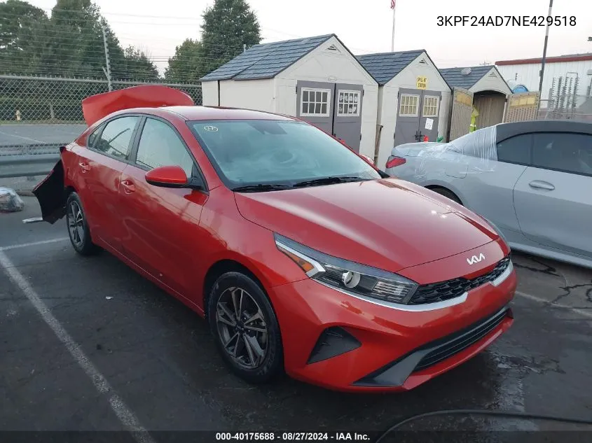 2022 Kia Forte Lxs VIN: 3KPF24AD7NE429518 Lot: 40175688