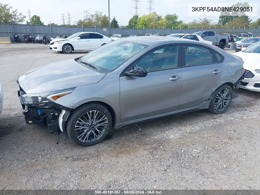 2022 Kia Forte Gt-Line VIN: 3KPF54AD8NE429051 Lot: 40191397