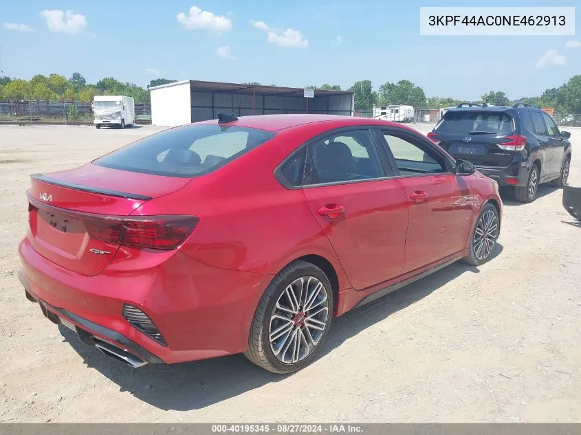 2022 Kia Forte Gt VIN: 3KPF44AC0NE462913 Lot: 40195345