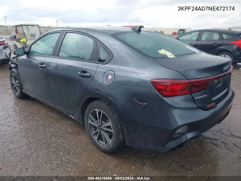 2022 Kia Forte Lxs VIN: 3KPF24AD7NE472174 Lot: 40216959