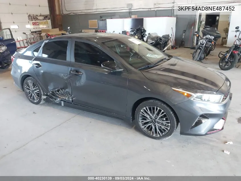 2022 Kia Forte Gt-Line VIN: 3KPF54AD8NE487452 Lot: 40230139