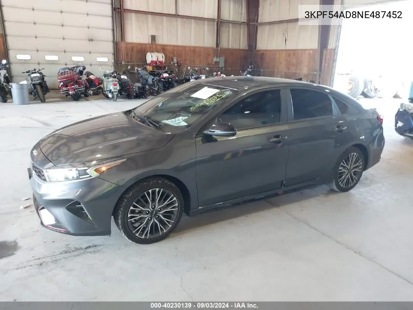 2022 Kia Forte Gt-Line VIN: 3KPF54AD8NE487452 Lot: 40230139