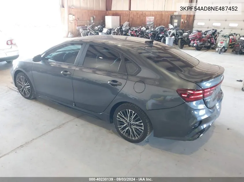 2022 Kia Forte Gt-Line VIN: 3KPF54AD8NE487452 Lot: 40230139