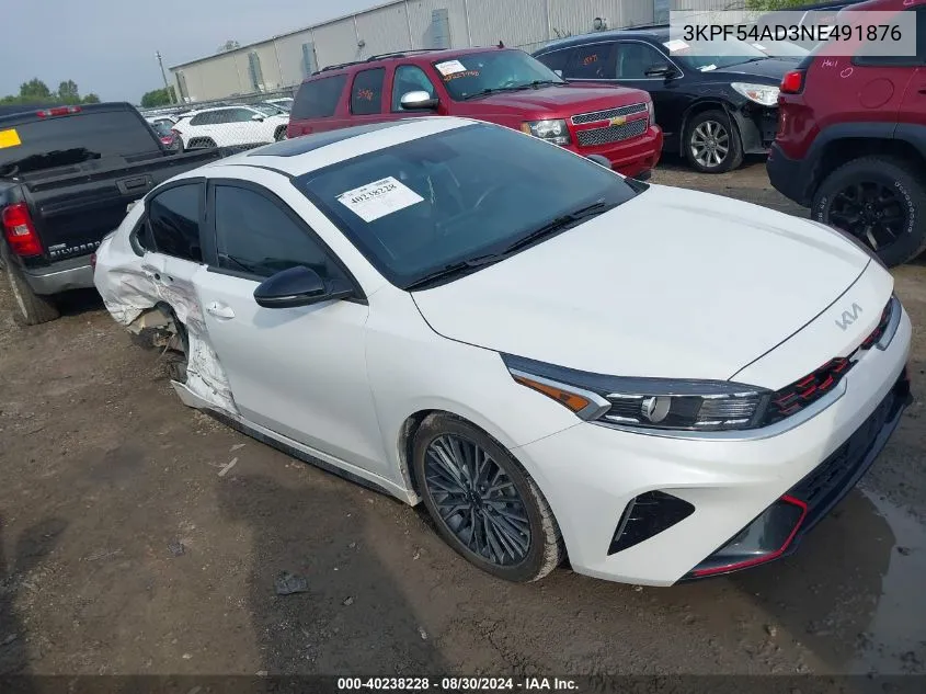 2022 Kia Forte Gt-Line VIN: 3KPF54AD3NE491876 Lot: 40238228