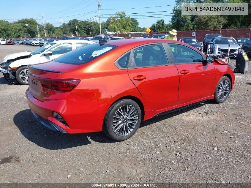 2022 Kia Forte Gt-Line VIN: 3KPF54AD6NE497848 Lot: 40246091