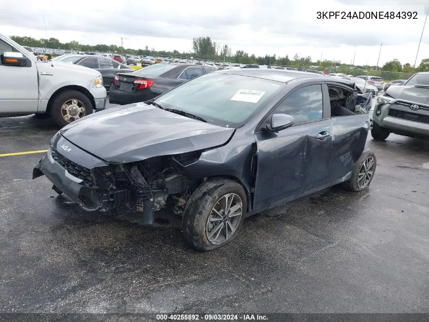 2022 Kia Forte Lxs VIN: 3KPF24AD0NE484392 Lot: 40255892