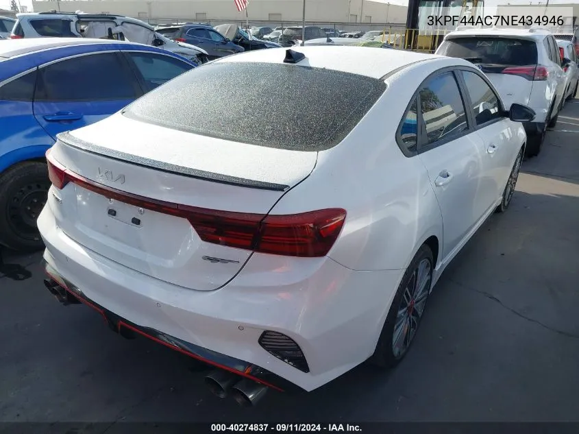 2022 Kia Forte Gt VIN: 3KPF44AC7NE434946 Lot: 40274837