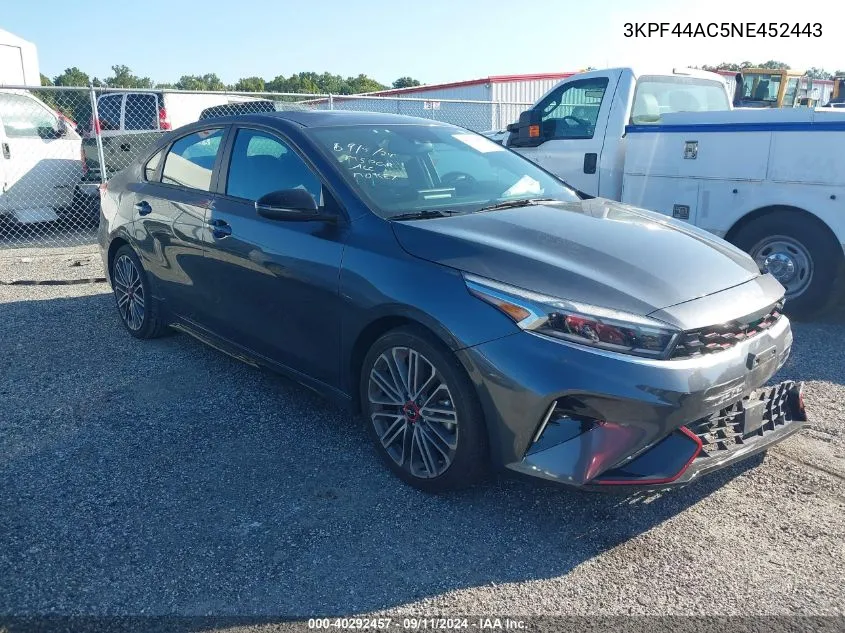 2022 Kia Forte Gt VIN: 3KPF44AC5NE452443 Lot: 40292457