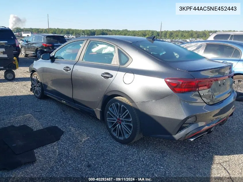 2022 Kia Forte Gt VIN: 3KPF44AC5NE452443 Lot: 40292457