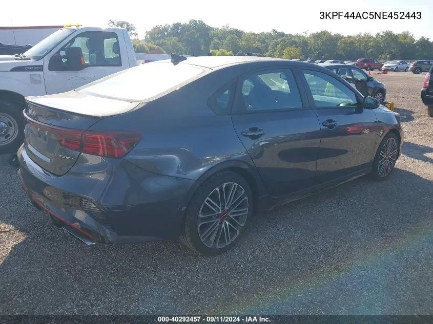 2022 Kia Forte Gt VIN: 3KPF44AC5NE452443 Lot: 40292457