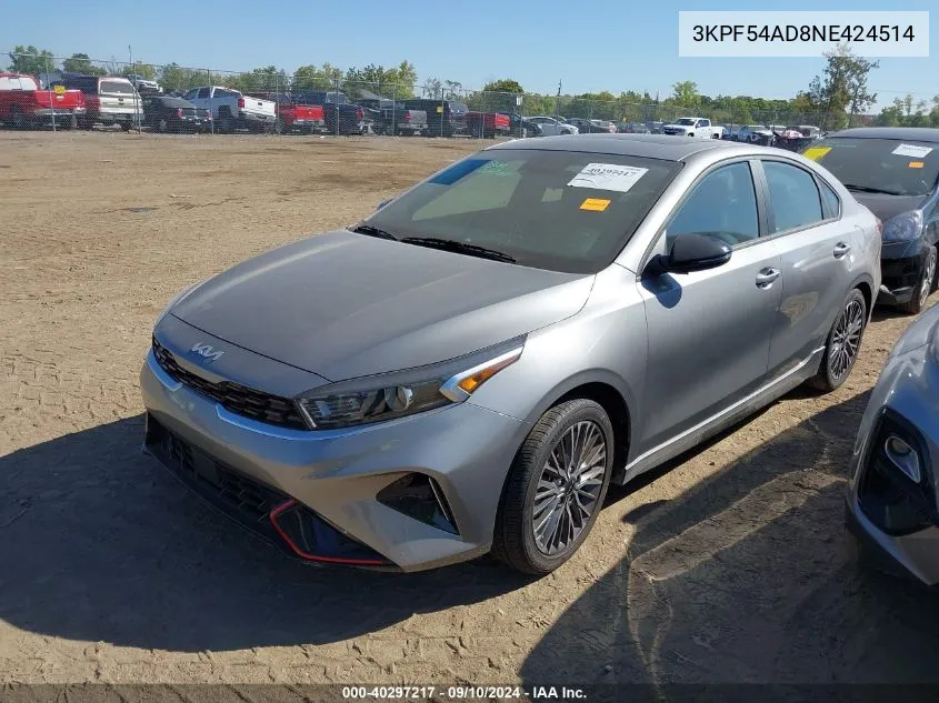 2022 Kia Forte Gt Line VIN: 3KPF54AD8NE424514 Lot: 40297217