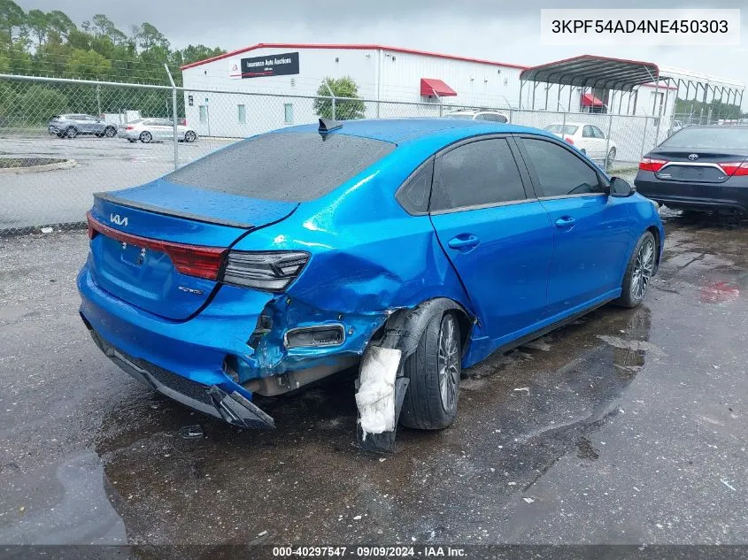 2022 Kia Forte Gt-Line VIN: 3KPF54AD4NE450303 Lot: 40297547