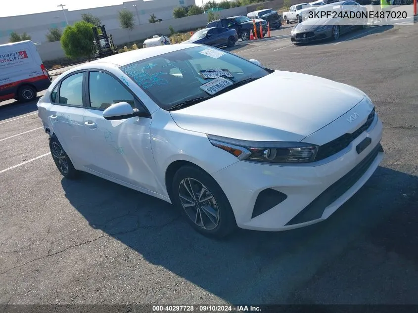 2022 Kia Forte Fe/Lxs VIN: 3KPF24AD0NE487020 Lot: 40297728