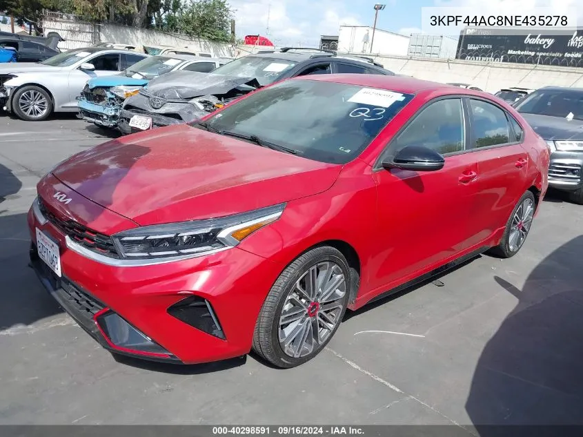 2022 Kia Forte Gt VIN: 3KPF44AC8NE435278 Lot: 40298591