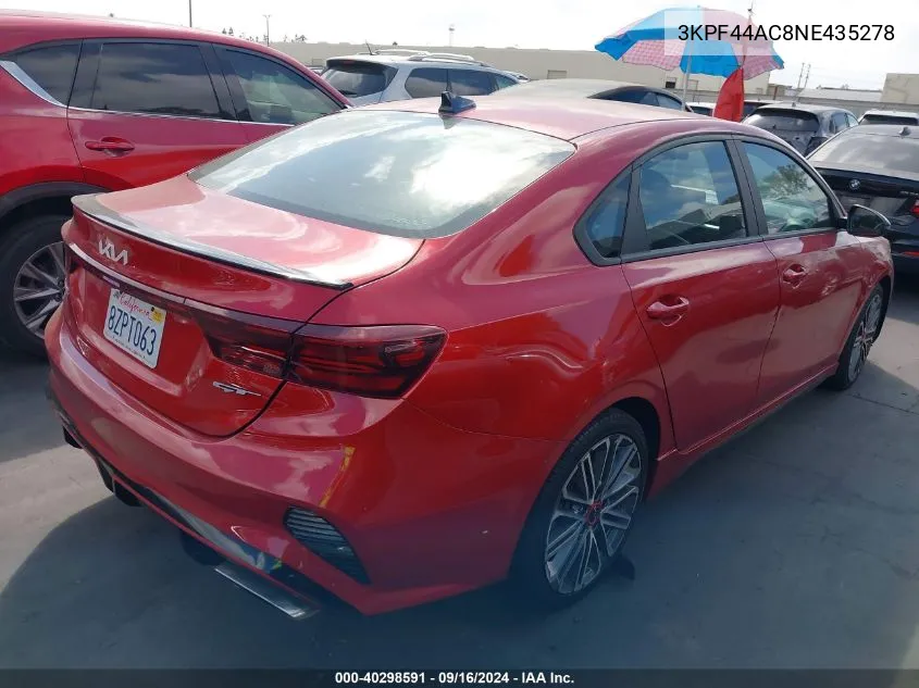 2022 Kia Forte Gt VIN: 3KPF44AC8NE435278 Lot: 40298591