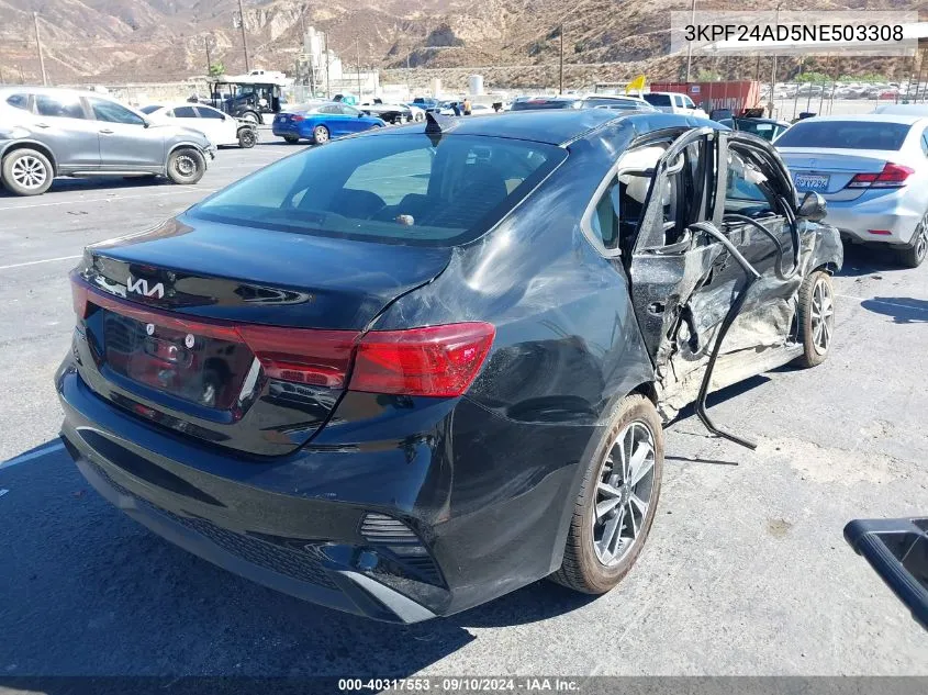 2022 Kia Forte Fe/Lxs VIN: 3KPF24AD5NE503308 Lot: 40317553