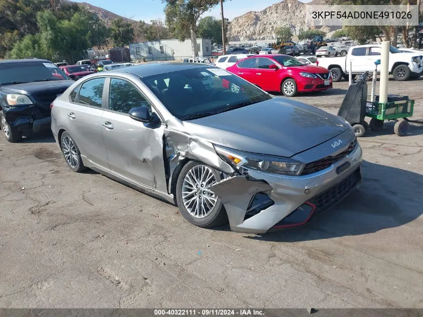 2022 Kia Forte Gt-Line VIN: 3KPF54AD0NE491026 Lot: 40322111