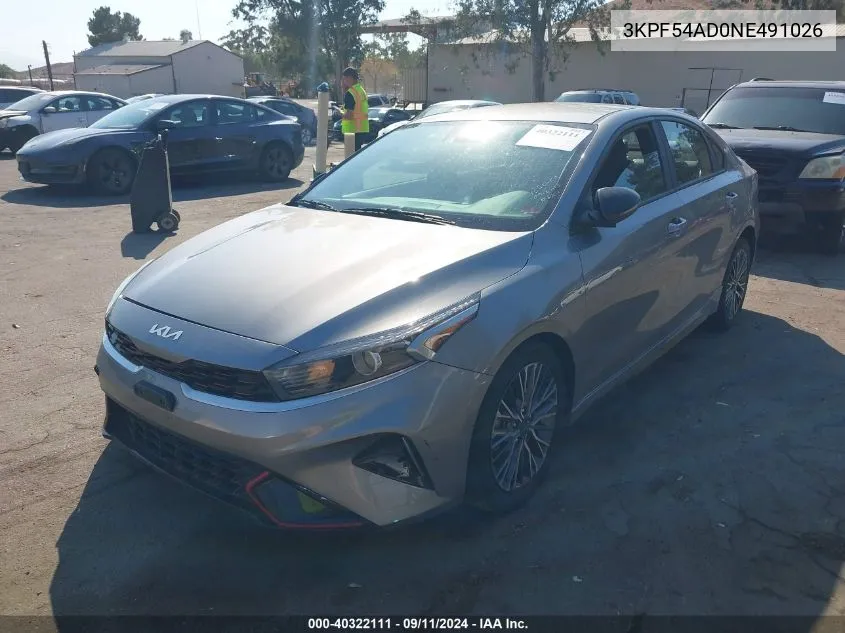 2022 Kia Forte Gt-Line VIN: 3KPF54AD0NE491026 Lot: 40322111