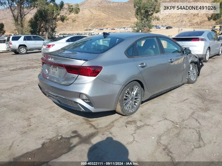 2022 Kia Forte Gt-Line VIN: 3KPF54AD0NE491026 Lot: 40322111