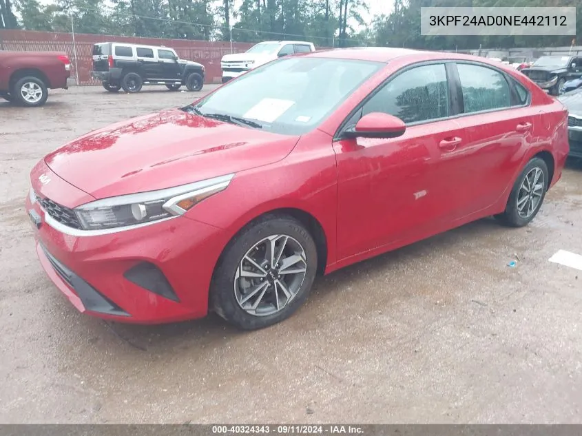 2022 Kia Forte Lxs VIN: 3KPF24AD0NE442112 Lot: 40324343