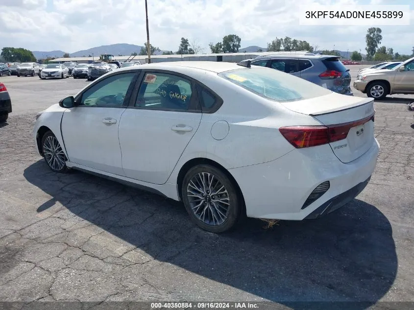 2022 Kia Forte Gt-Line VIN: 3KPF54AD0NE455899 Lot: 40350884