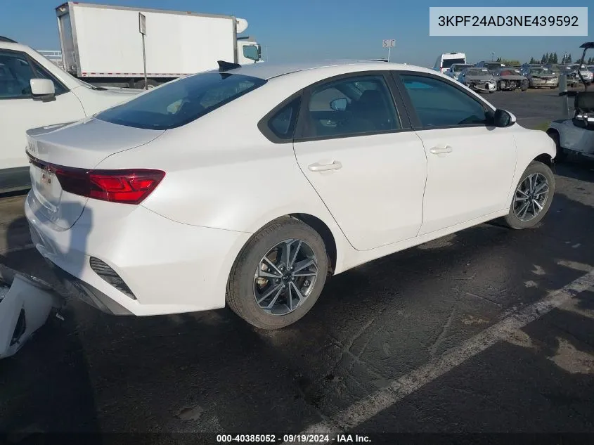 2022 Kia Forte Lxs VIN: 3KPF24AD3NE439592 Lot: 40385052