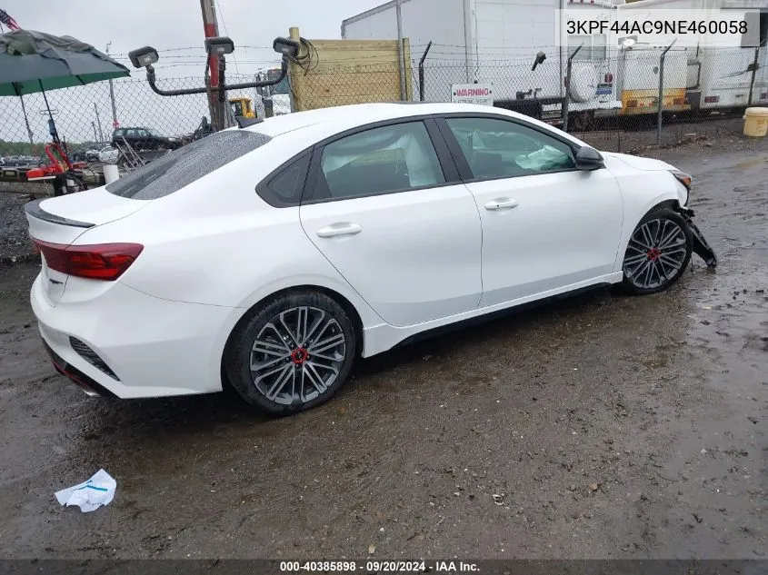 2022 Kia Forte Gt VIN: 3KPF44AC9NE460058 Lot: 40385898