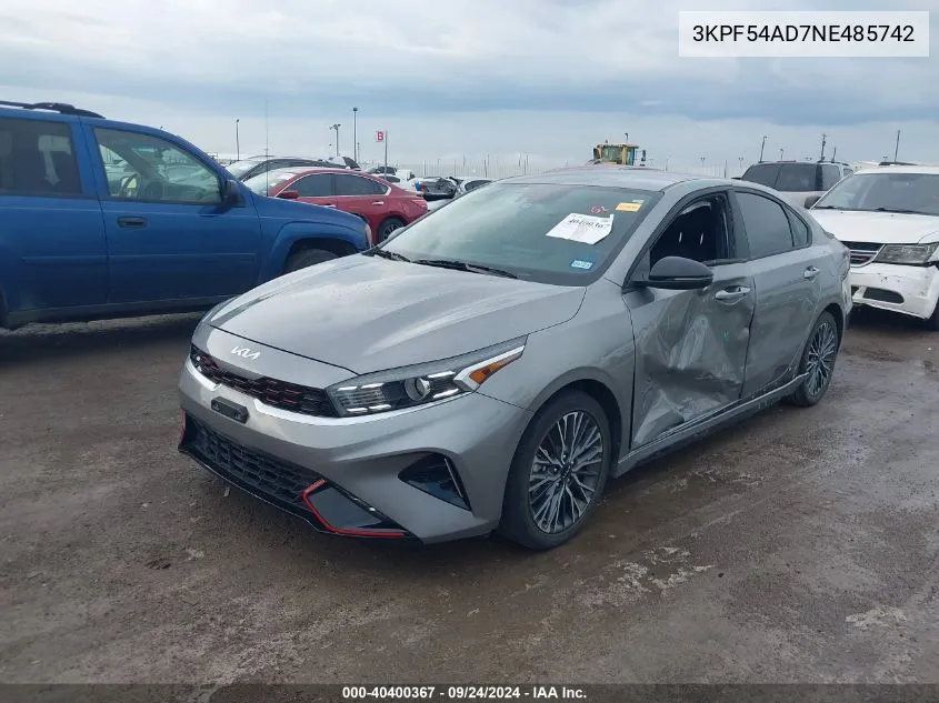 2022 Kia Forte Gt-Line VIN: 3KPF54AD7NE485742 Lot: 40400367