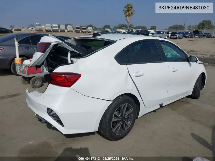 2022 Kia Forte Lxs VIN: 3KPF24AD9NE431030 Lot: 40417312