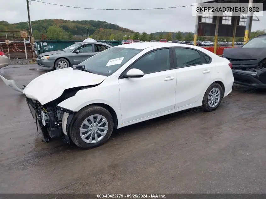 3KPF24AD7NE431852 2022 Kia Forte Fe