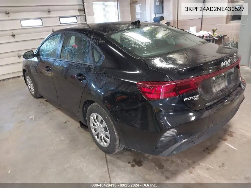 2022 Kia Forte Fe VIN: 3KPF24AD2NE430527 Lot: 40428415