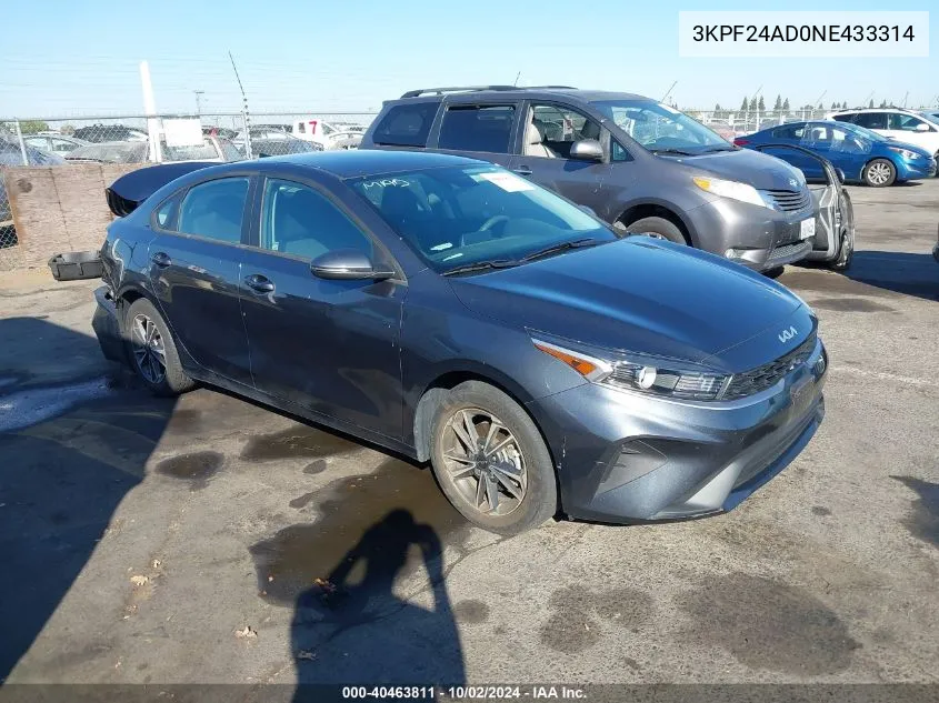 2022 Kia Forte Lxs VIN: 3KPF24AD0NE433314 Lot: 40463811