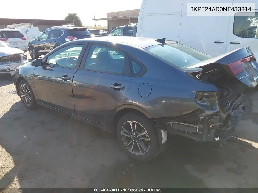 2022 Kia Forte Lxs VIN: 3KPF24AD0NE433314 Lot: 40463811