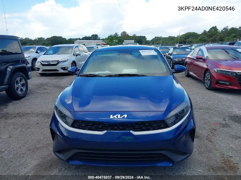 2022 Kia Forte Fe/Lxs VIN: 3KPF24AD0NE420546 Lot: 40475037