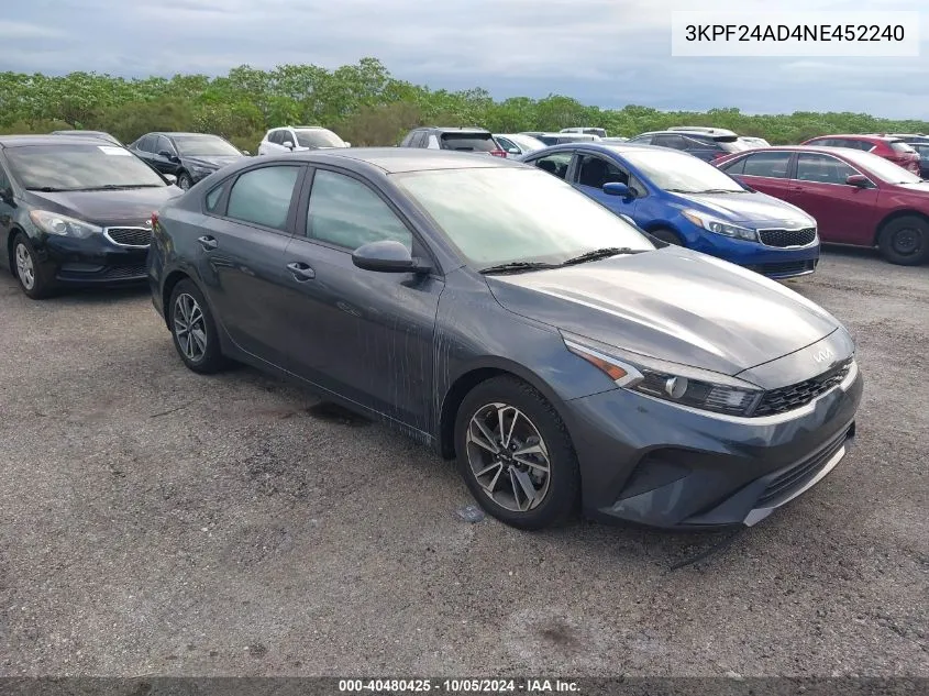 2022 Kia Forte Fe/Lxs VIN: 3KPF24AD4NE452240 Lot: 40480425